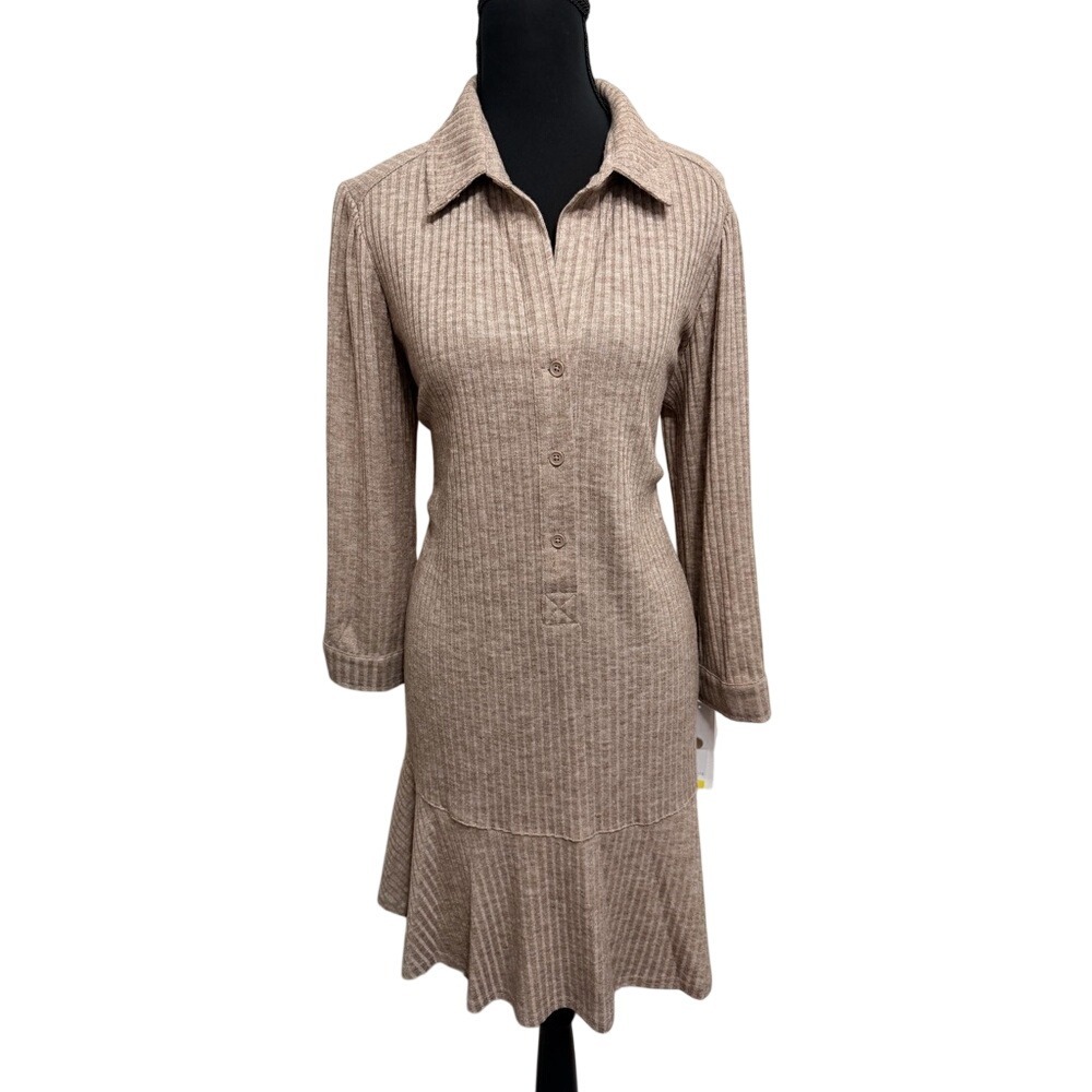 Robbie bee Women's Taupe‎ Shirt Dress
